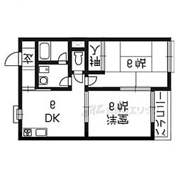 メゾンドボワ1 2DKの間取図画像