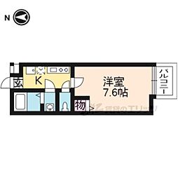 フラッティ四条大宮2 1Kの間取図画像