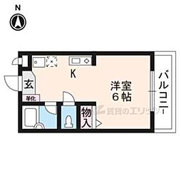 ホルティーコルヌス 1Kの間取図画像