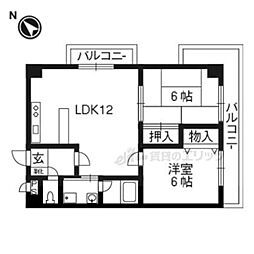 クレセントオークス 2LDKの間取図画像