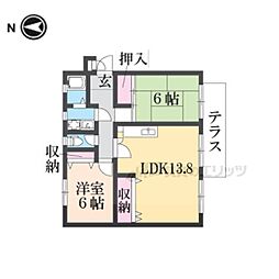 ソレイユ三宅2 2LDKの間取図画像