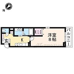 ブライトアイリス 1Kの間取図画像