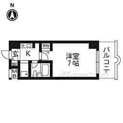 パラドール西院パート2 ワンルームの間取図画像
