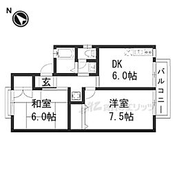 エンゼルハイム桂川 2DKの間取図画像