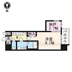 プレサンス京都洛南 1Kの間取図画像
