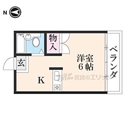 ロイヤルメゾン向日町 1Kの間取図画像