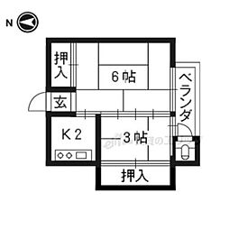 ヴィラ飯田 2Kの間取図画像