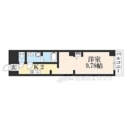 朱雀館 1Kの間取図画像