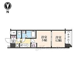京都市上京区千本通上長者町下る革堂前之町マンション 2Kの間取図画像