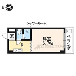 グランタック東山 1Kの間取図画像