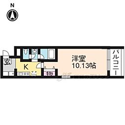 ライズ京都伏見 1Kの間取図画像