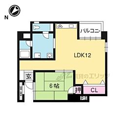 リアライズ衣笠 1LDKの間取図画像