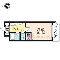 プレミール車道 1Kの間取図画像