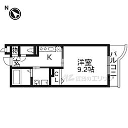 エコーウエスト東館 1Kの間取図画像