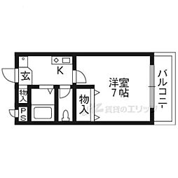 ハウスリーク381 1Kの間取図画像