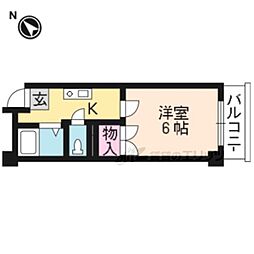 UKハイム北山 1Kの間取図画像