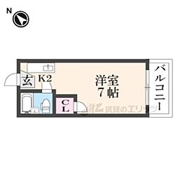 ロイヤルパレス大枝 1Kの間取図画像