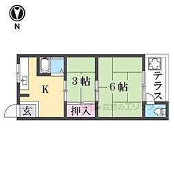 藤井荘 2Kの間取図画像