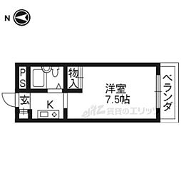 メルディアキューブ観月橋 1Kの間取図画像
