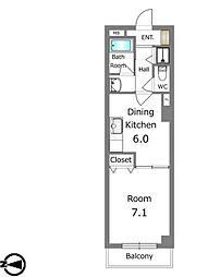 コートビレッジ駅前 1DKの間取図画像