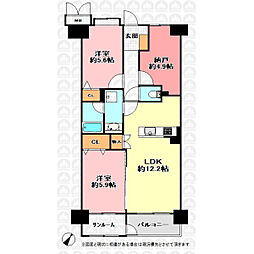 ラミーユ浦和ハイライズファーストキャッスル 2SLDKの間取図画像