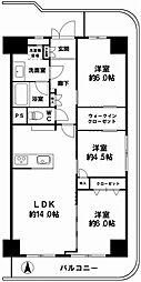 土佐堀コーポラス 3LDKの間取図画像