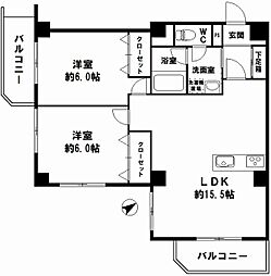 ダイアパレス本田 2LDKの間取図画像