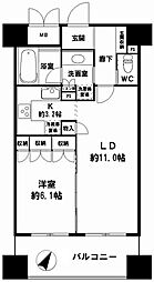 リーガル江戸堀ウエストパーク 1LDKの間取図画像
