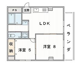 新森グリーンハイツ 2階2LDKの間取り