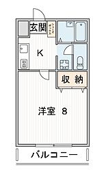 ラ・フィーヌ彩華2 1Kの間取図画像