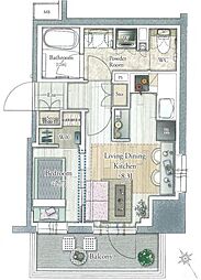 アウラ立川曙町 4階1LDKの間取り