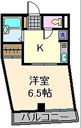 ベルヴィル 3階1Kの間取り
