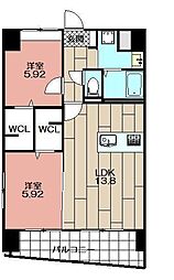 ザスクエアグローリーレジデンス 2LDKの間取図画像