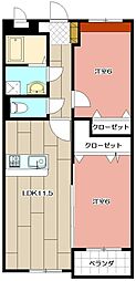 プレステージ東貫α1 2LDKの間取図画像
