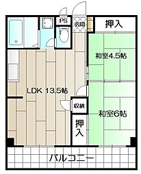 プランドール西小倉駅前 2LDKの間取図画像