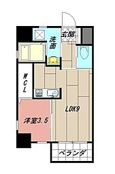 アベニュー小倉ウエスト 1LDKの間取図画像