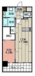 プロスペレ大手町 1LDKの間取図画像