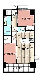 ニューリバーコガネ 2LDKの間取図画像