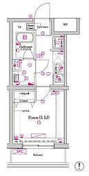 AZEST金町 1Kの間取図画像
