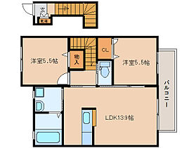 奈良県大和郡山市昭和町（賃貸アパート2LDK・2階・54.60㎡） その2