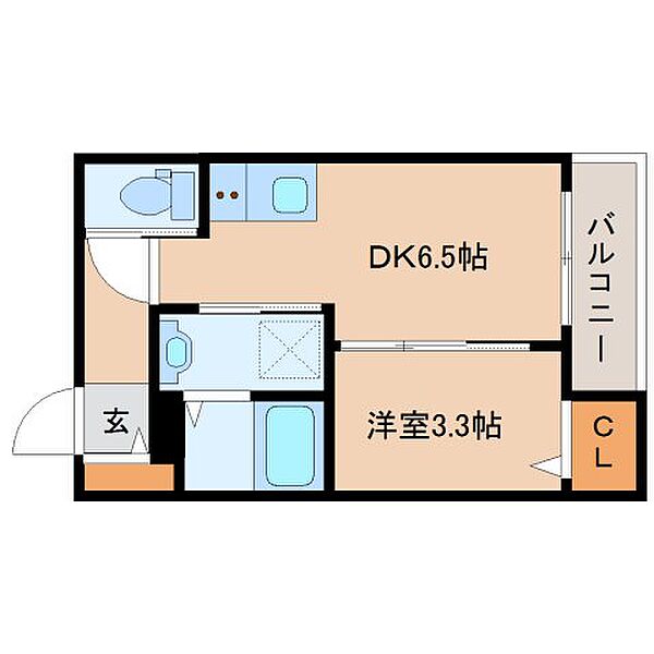 奈良県大和郡山市北郡山町(賃貸アパート1DK・1階・26.28㎡)の写真 その2