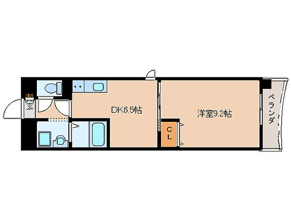 奈良県大和郡山市九条平野町(賃貸マンション1DK・3階・36.44㎡)の写真 その2