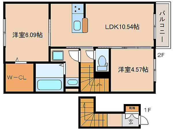 ウインドウII ｜奈良県奈良市東九条町(賃貸アパート2LDK・2階・54.60㎡)の写真 その2