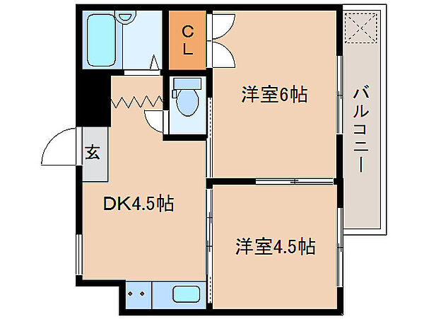 奈良県大和郡山市朝日町(賃貸マンション2DK・3階・31.89㎡)の写真 その2