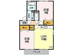 スクエアガーデンＥ 201号室 ｜ 埼玉県本庄市朝日町2丁目（賃貸アパート2LDK・2階・53.76㎡） その2