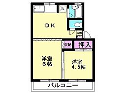 メゾンdeキクチ柏 2DKの間取図画像