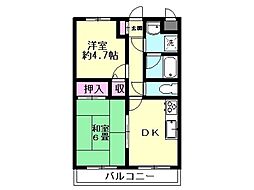 ホーユウパレス本庄 2DKの間取図画像