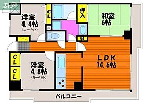 岡山県岡山市北区国体町（賃貸マンション3LDK・3階・67.37㎡） その2