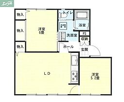 岡山県岡山市北区西崎1丁目（賃貸アパート2LDK・1階・50.69㎡） その2