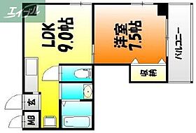 岡山県岡山市北区桑田町（賃貸マンション1LDK・2階・25.50㎡） その2